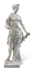 A WHITE MARBLE FIGURE OF FLORA