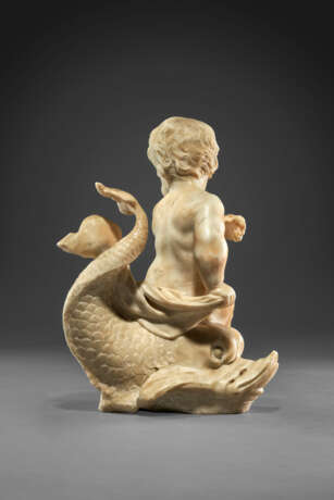 A MARBLE GROUP OF A PUTTO ON A DOLPHIN - фото 4