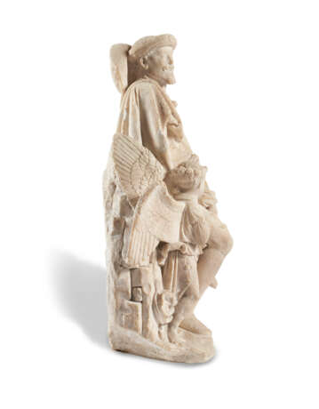 AN ALABASTER FIGURE OF SAINT ROCH, HIS DOG AND AN ANGEL - Foto 3
