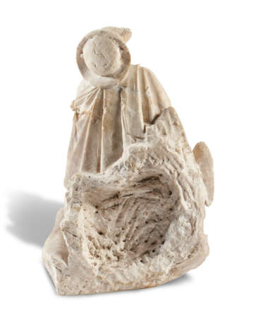 AN ALABASTER FIGURE OF SAINT ROCH, HIS DOG AND AN ANGEL - Foto 4