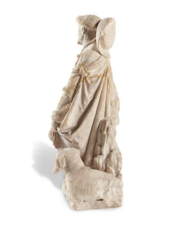 AN ALABASTER FIGURE OF SAINT ROCH, HIS DOG AND AN ANGEL - Foto 5