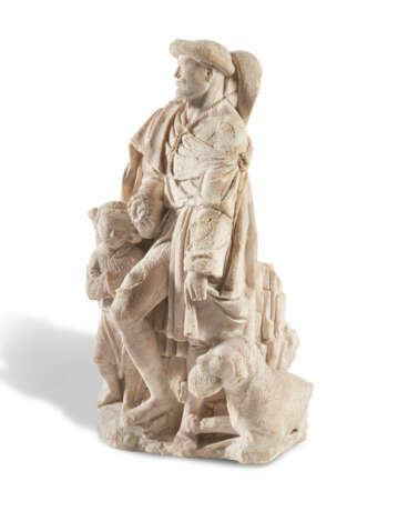 AN ALABASTER FIGURE OF SAINT ROCH, HIS DOG AND AN ANGEL - Foto 6