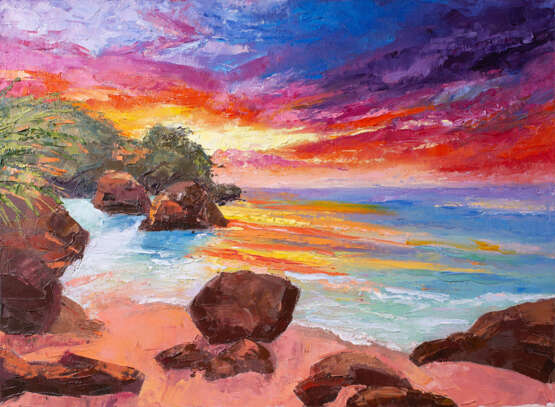 Sunset Canvas Oil Modern art Marine art Byelorussia 2021 - photo 1