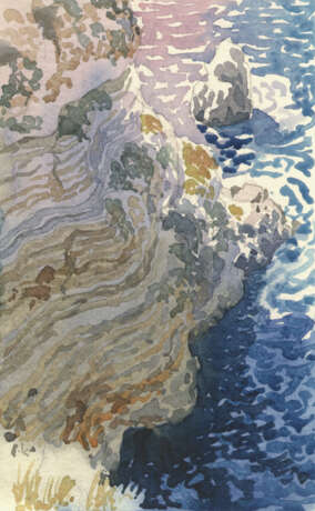 акварель “Гераклейские обрывы.”, Paper, Watercolor, Realist, Landscape painting, Russia, 1997 - photo 1