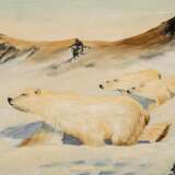 MALER/IN 20. Jh., "Eisbärin mit zwei jungen Eisbären", - Foto 3