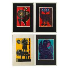 DEGENHARDT, MANFRED (geb. 1940), 4 Farbholzschnitte "Figuren", 1973 und 1974,