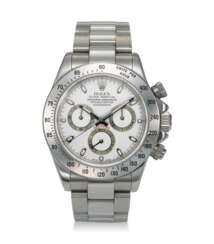 ROLEX, REF. 116520, DAYTONA, A DESIRABLE STEEL AUTOMATIC CHRONOGRAPH WRISTWATCH ON BRACELET WITH WHITE DIAL