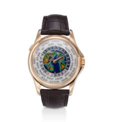 PATEK PHILIPPE, REF. 5131R-001, A FINE ATTRACTIVE 18K ROSE GOLD WORLD TIME WRISTWATCH WITH CLOISONN&#201; ENAMEL DIAL DEPICTING THE ASIA PACIFIC CONTINENTS AND THE AMERICAS