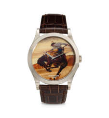 PATEK PHILIPPE, REF. 5089G-070, AN EXTREMELY RARE 18K WHITE GOLD WRISTWATCH WITH “RODEO” WOOD MARQUETRY DIAL, LIMITED EDITION OF 10 EXAMPLES