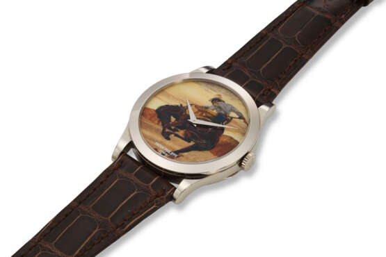 PATEK PHILIPPE, REF. 5089G-070, AN EXTREMELY RARE 18K WHITE GOLD WRISTWATCH WITH “RODEO” WOOD MARQUETRY DIAL, LIMITED EDITION OF 10 EXAMPLES - photo 2