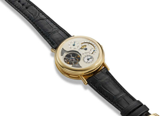 BREGUET, REF. 3857, 250th ANNIVERSARY, A VERY FINE AND RARE 18K YELLOW GOLD MINUTE REPEATING PERPETUAL CALENDAR TOURBILLON WRISTWATCH WITH JUMP HOURS, RETROGRADE DATE, AND LEAP YEAR INDICATOR - Foto 4
