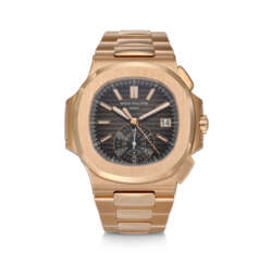 PATEK PHILIPPE, REF. 5980/1R-001, NAUTILUS, A FINE 18K ROSE GOLD FLY-BACK CHRONOGRAPH WRISTWATCH WITH DATE AND BRACELET