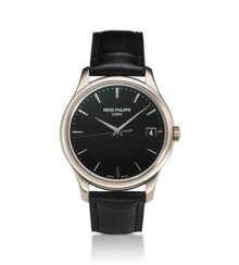 PATEK PHILIPPE, REF. 5227G-010, A FINE BLACK DIAL 18K WHITE GOLD WRISTWATCH WITH DATE AND OFFICER’S CASEBACK