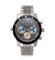 HEUER, REF. 2446 SF, MAREOGRAPHE, A FINE STEEL CHRONOGRAPH WRISTWATCH WITH TIDE INDICATOR ON BRACELET