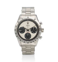 ROLEX, REF. 6262, DAYTONA, EXOTIC “PAUL NEWMAN” DIAL, A VERY FINE AND RARE STEEL CHRONOGRAPH WRISTWATCH ON BRACELET