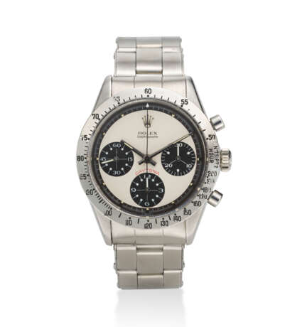 ROLEX, REF. 6262, DAYTONA, EXOTIC “PAUL NEWMAN” DIAL, A VERY FINE AND RARE STEEL CHRONOGRAPH WRISTWATCH ON BRACELET - Foto 1