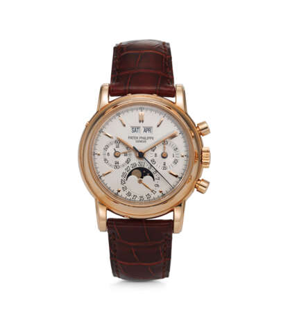 PATEK PHILIPPE, REF. 3970ER-012, A FINE AND RARE 4TH SERIES 18K ROSE GOLD PERPETUAL CALENDAR CHRONOGRAPH WRISTWATCH WITH MOON PHASES AND LEAP YEAR INDICATOR - фото 1
