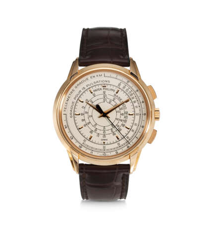 PATEK PHILIPPE, REF. 5975R-001, A FINE 18K ROSE GOLD MULTI-SCALE CHRONOGRAPH WRISTWATCH, MADE TO COMMEMORATE THE 175TH ANNIVERSARY OF PATEK PHILIPPE - photo 1