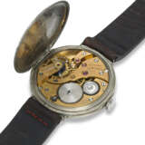 LONGINES, AN OVERSIZED CHROME WRISTWATCH WITH SUBISIDIARY SECONDS AND OFFICER’S CASEBACK - photo 8