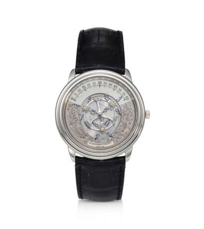 AUDEMARS PIGUET, REF. 25720.002, “STAR WHEEL”, A FINE AND RARE PLATINUM WRISTWATCH WITH WANDERING HOURS AND HAND ENGRAVED DIAL - фото 1