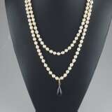 Lange Perlenkette mit Amethyst-Clip - Foto 1