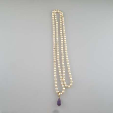 Lange Perlenkette mit Amethyst-Clip - photo 4
