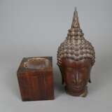Buddhakopf auf Holzsockel - фото 5