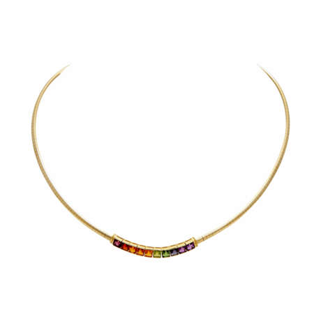 Collier mit 10 Regenbogen-Farbsteincarrés, - photo 1