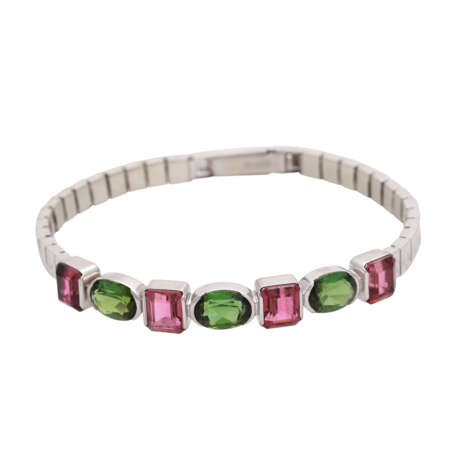 Armband mit grünen und rosafarbenen Turmalinen - фото 1