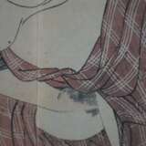 Kitagawa, Utamaro (1753-1806 japanischer Meister des klassischen japanischen Farbholzschnitts) -Blatt 8 aus dem "Kopfkissenbuch", Farboffsetdruck, Mittelfalz, ca.21,5x31cm, mit PP unter Glas gerahmt, Gesamtmaße ca.37,5x46,5cm - Foto 5