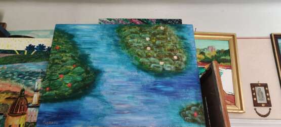 Oil painting “Водяні лілії (2). Water lilies (2)”, Canvas on the subframe, Paintbrush, Landscape painting, Ukraine, 2022 - photo 4
