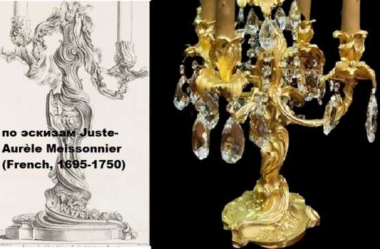 Подсвечники “ПАРА GIRANDOLE BRONZE LOUIS XV”, Неизвестная мастерская, Unknown artist, Gilt-bronze, Gold ground, Juste-Aurèle Meissonnier, рококо, France, 1890 - photo 1