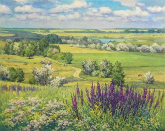 Родные просторы Canvas on the subframe Oil paint Realism Rural landscape Ukraine 2022 - photo 1
