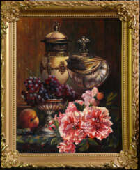 Still life with cups and flowers
