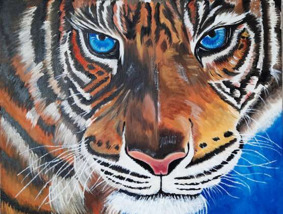 "Взгляд тигра" Масло на холсте на подрамнике Peinture à l'huile Réalisme contemporain анмалистика минск 2022 - photo 1