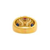 Schmuckset: Ring und Ohrringe mit Rubin, Saphir und Brillanten, - Foto 3