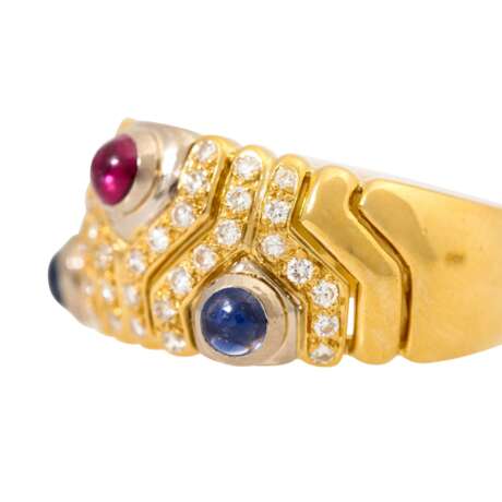 Schmuckset: Ring und Ohrringe mit Rubin, Saphir und Brillanten, - Foto 4