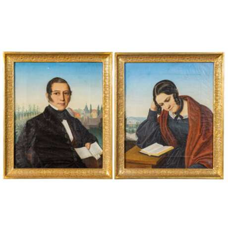 PORTRÄTIST DES 19. JAHRHUNDERTS "Porträts des Ehepaars Ludwig von Thomson und Auguste von Thompson" - фото 1