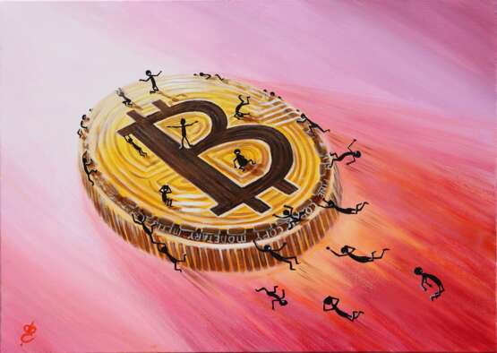 Triumph and the tragedy Bitcoin - 2 Leinwand Acrylfarbe Impressionismus Genrekunst 2018 - Foto 1