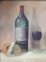 Still life, сheese and wine