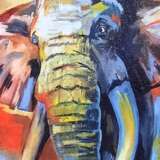 "Слон" Toile sur le sous-châssis Peinture à l'huile Art contemporain Animaliste 2022 - photo 2