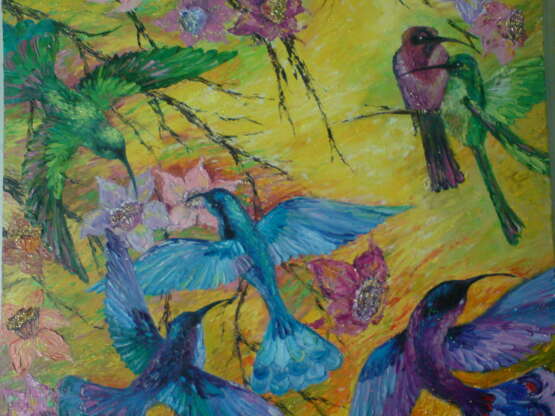 „DER GARTEN EDEN“ Leinwand Ölfarbe Impressionismus Animalistisches 2009 - Foto 1