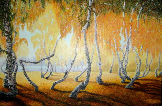 Танцующие березы Leinwand Ölfarbe Impressionismus Landschaftsmalerei 2007 - Foto 1