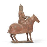 TWO PAINTED POTTERY FIGURES OF HORSES AND RIDERS - photo 3
