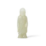 A SMALL WHITE JADE FIGURE OF A STANDING BUDDHA - фото 1