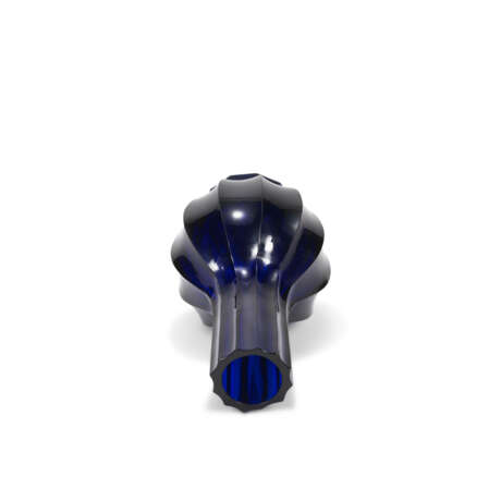 A TRANSLUCENT BLUE GLASS FLUTED BOTTLE VASE - photo 2