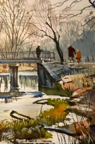 Ноябрь Watercolor paper Watercolor Impressionism Landscape painting Ukraine 2022 - photo 3