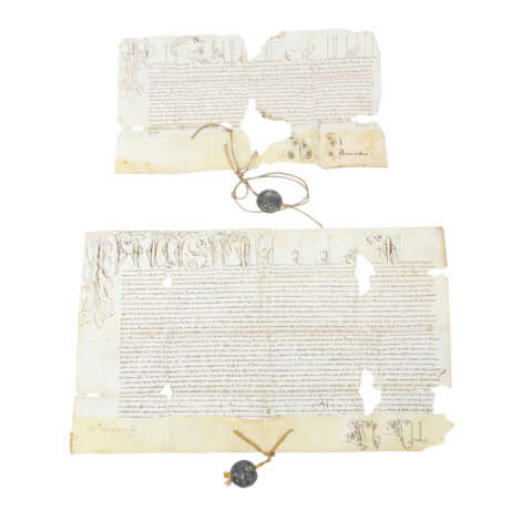 2 gesiegelte lateinische Pergamenturkunden aus dem Umkreis Papst Paulus V.(16./17. Jahrhundert) - - фото 1