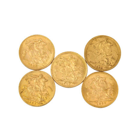 Sovereigns Australien/Südafrika GOLD - 5 x 1 Sovereign, - photo 1