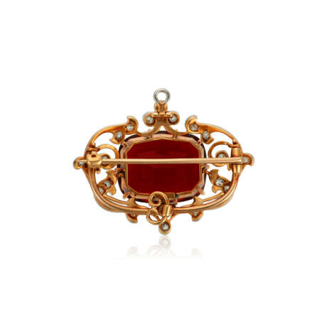 MARCUS & CO. ANTIQUE FIRE OPAL AND DIAMOND PENDANT-BROOCH - photo 3